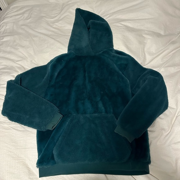 DARK GREEN FURRY URBAN OUTFITTERS LARGE HOODIE - Picture 1 of 5